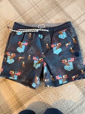 Party Pants Men's Navy Eagle & Fireworks Swim Shorts